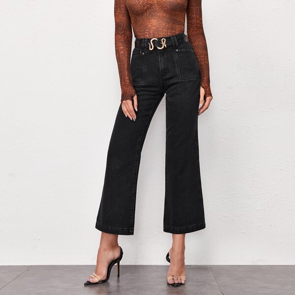 

Patch Pocket Jeans Without Belt, Black