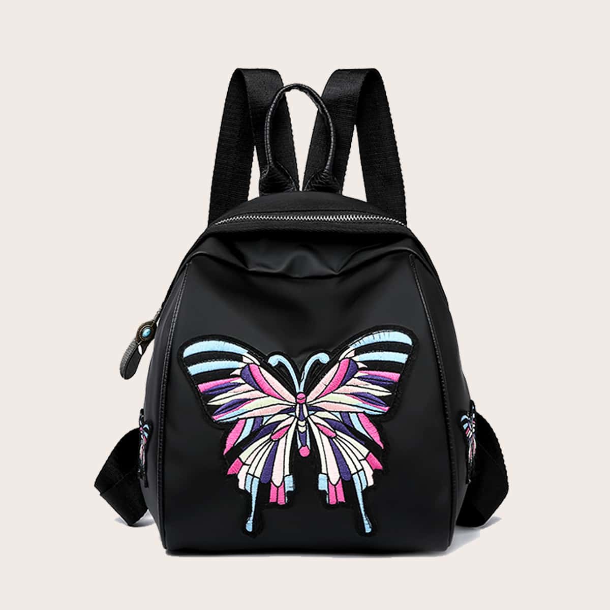 

Butterfly Appliques Backpack, Black