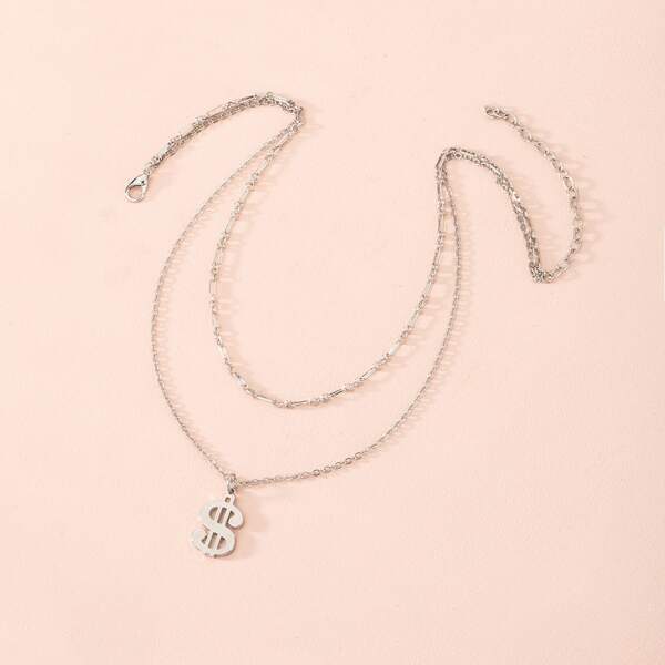 

Dollar Charm Layered Necklace, Silver