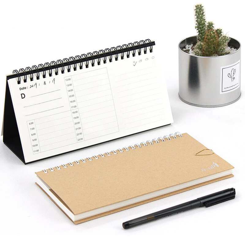

1pc Random Spiral Schedule Book With 2pcs Paper Clip, Multicolor