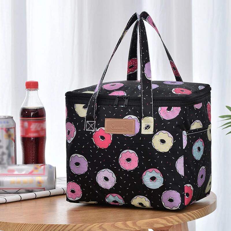 

Donuts Print Lunch Bag, Black