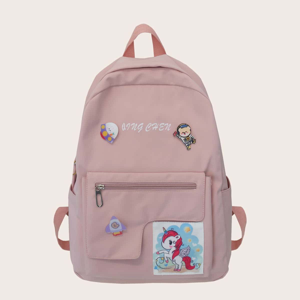 

Pocket Front Backpack, Pink