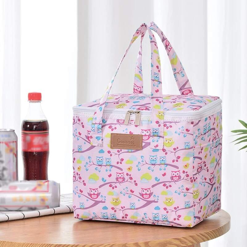 

Cartoon Owl Print Lunch Bag, Multicolor