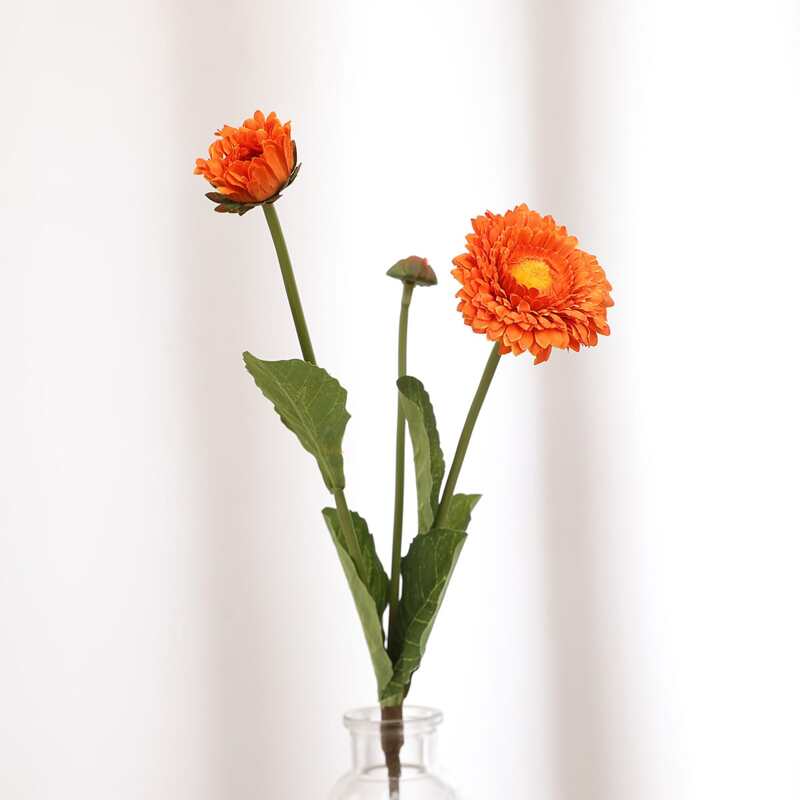 

1branch Artificial Flower With 3pcs Head, Orange