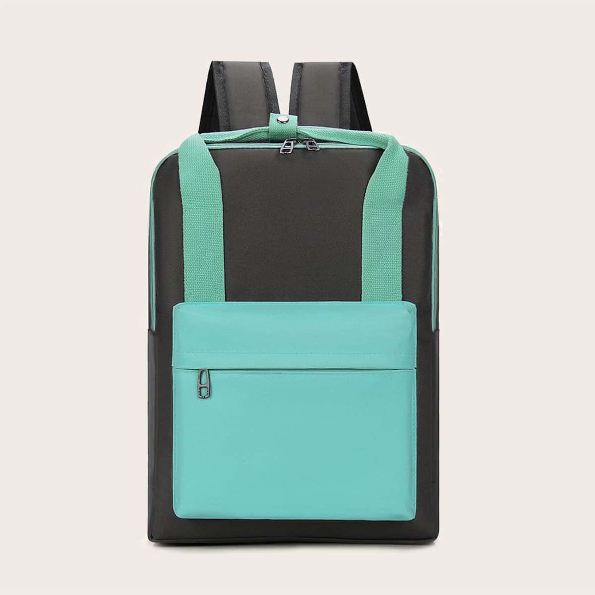 

Colorblock Pocket Front Backpack, Green