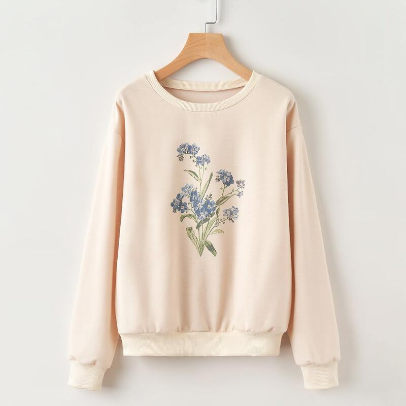 

Flower Graphic Sweatshirt, Apricot