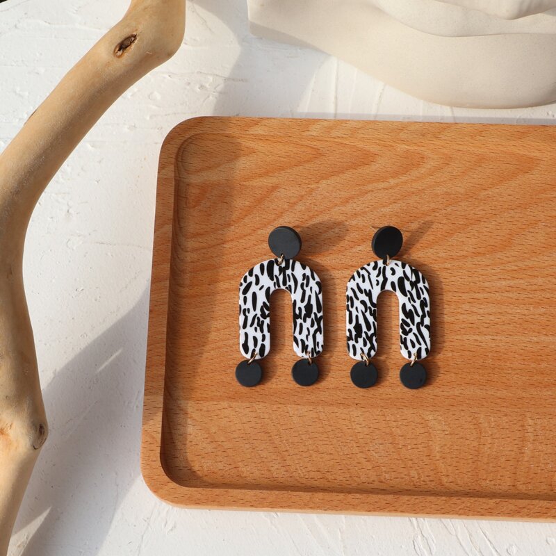 

Geometric Acrylic Drop Earrings, Black