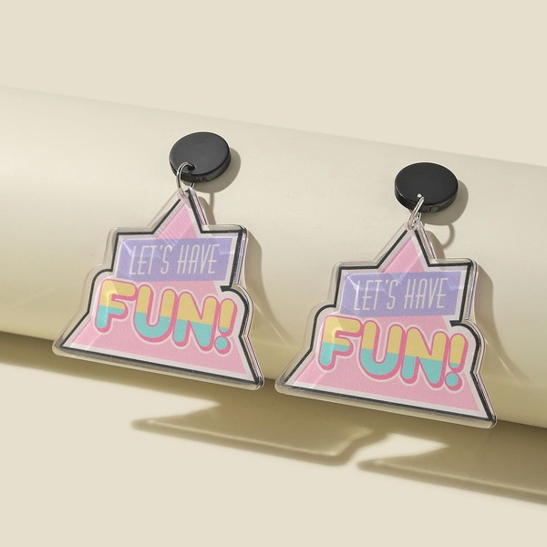 

Letter Graphic Geometric Drop Earrings, Multicolor