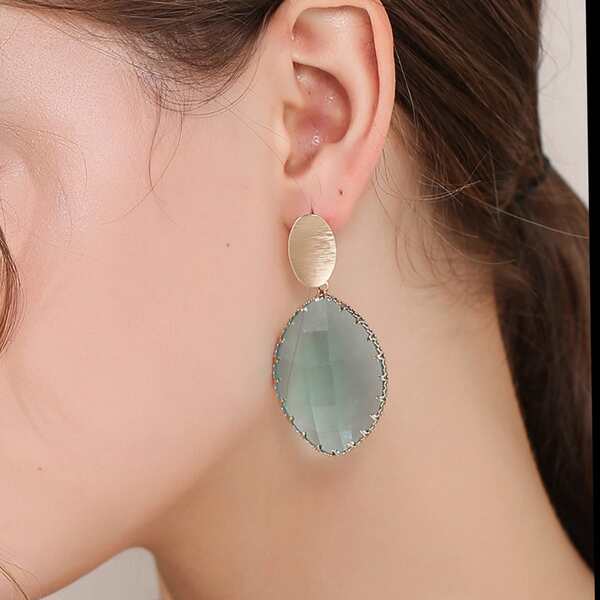 

Crystal Decor Drop Earrings, Blue