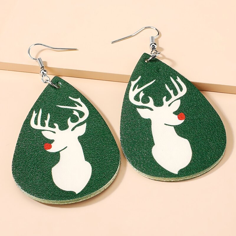 

Christmas Deer Drop Earrings, Green
