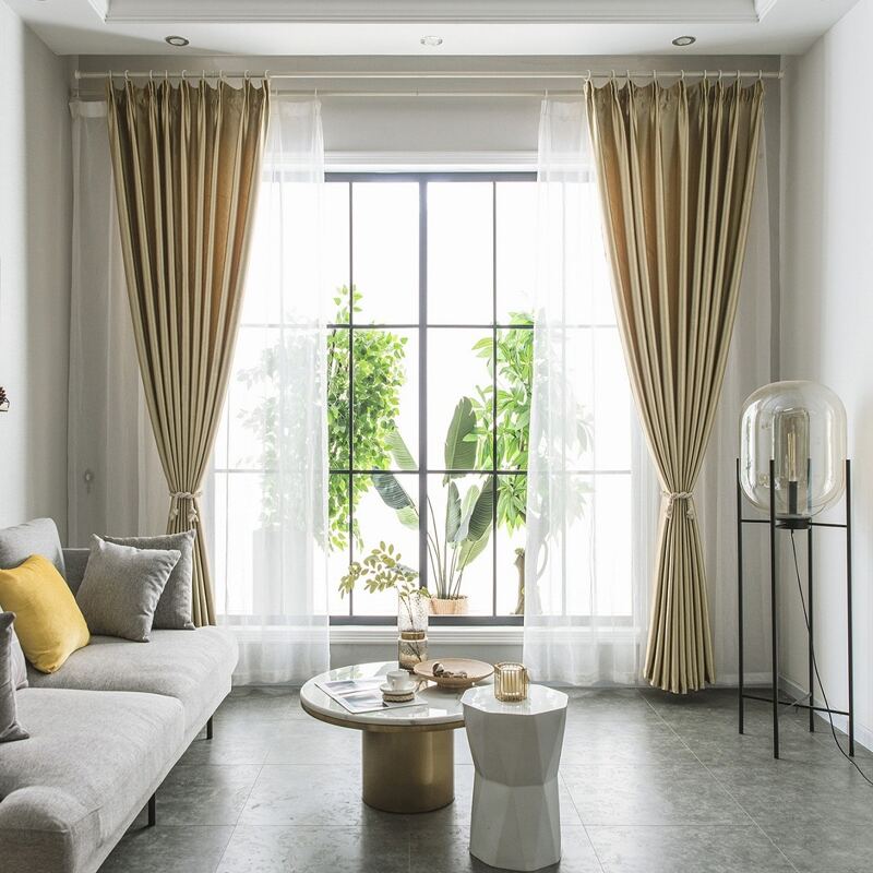 

1pc Plain Blackout Curtain, Khaki
