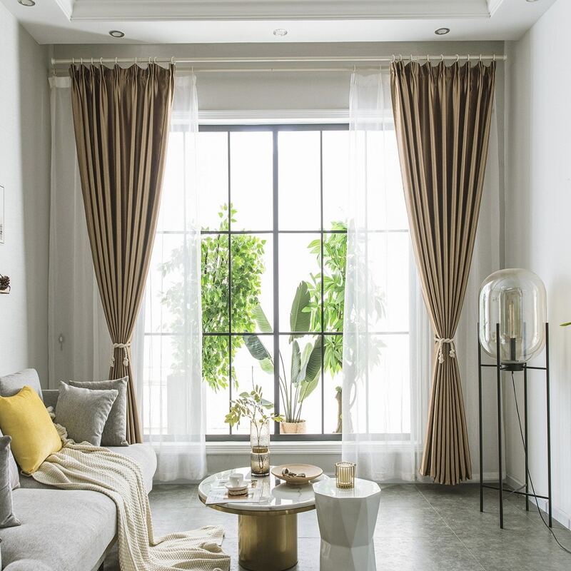 

1pc Plain Blackout Curtain, Brown