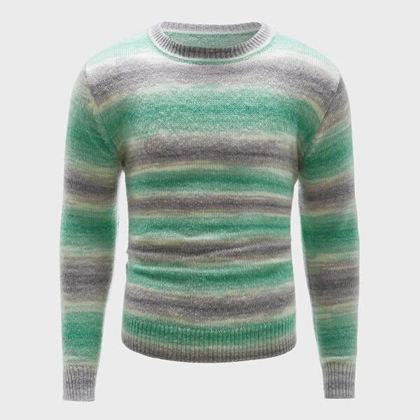

Men Round Neck Striped Sweater, Multicolor