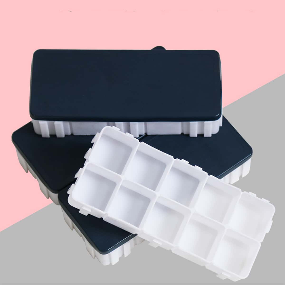 

1pc Multi-grid Art Palette With Lid, White