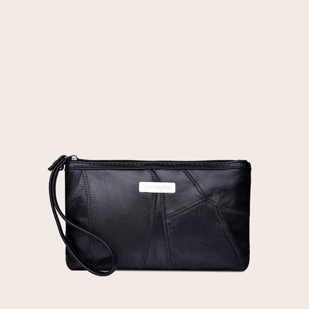 

Stitch Detail Wristlet Bag, Black