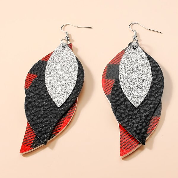 

Christmas Plaid PU Leather Drop Earrings, Multicolor