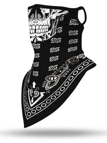 Nam giới mô hình đầu lâu chống nắng cho khuôn mặt - Đen và trắng - Xem 3