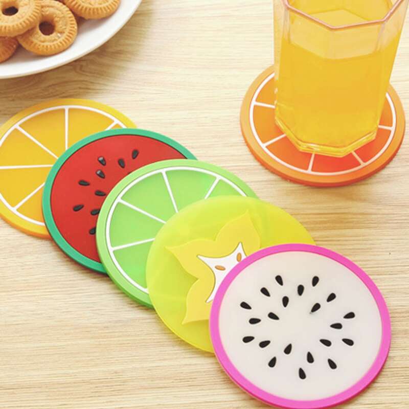 

Random Fruit Print Round Coasters - 3pcs, Multicolor