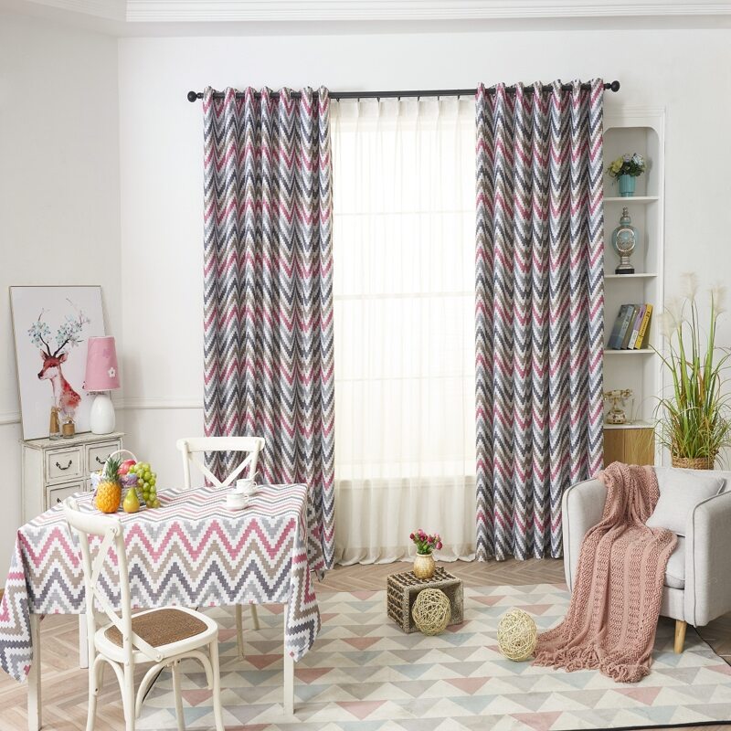 

1pc Chevron Pattern Curtain, Multicolor
