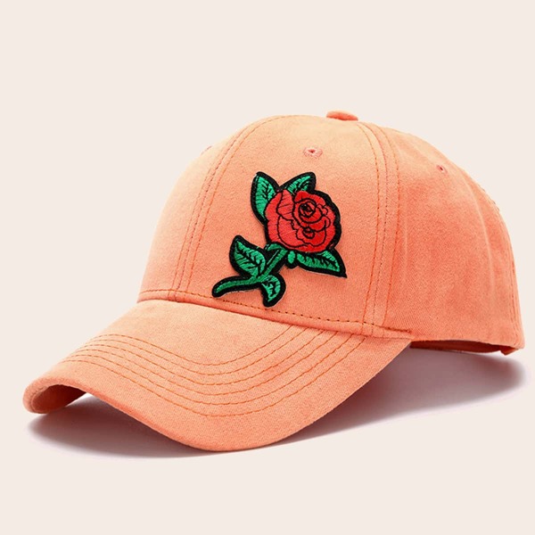 

Flower Applique Decor Baseball Cap, Orange