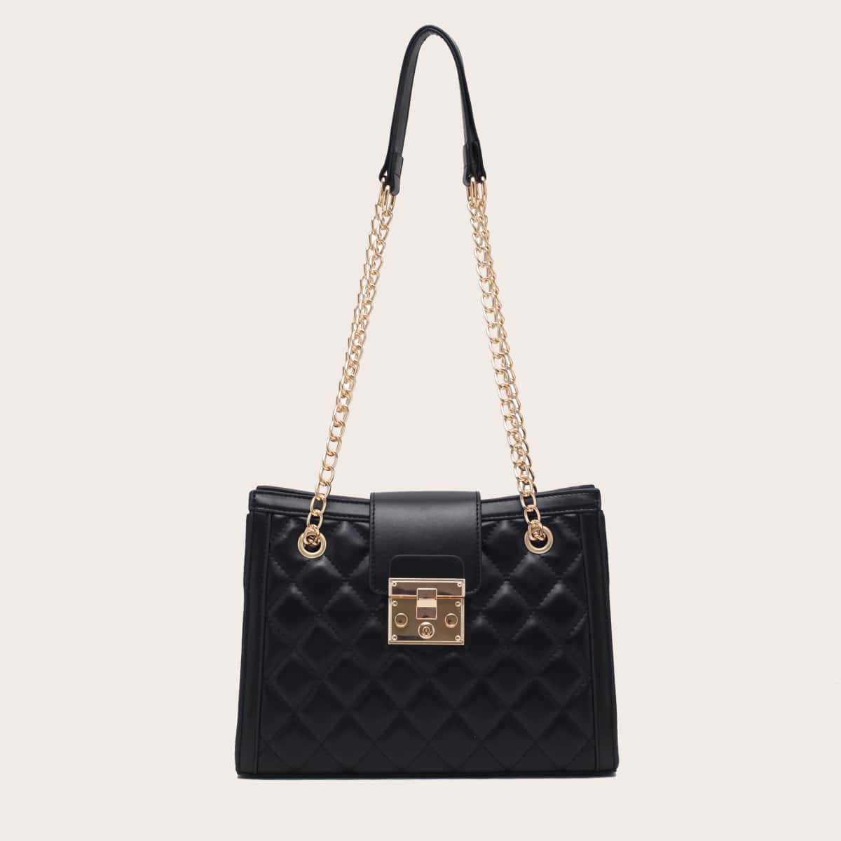 

Quilted Chain Shoulder Bag, Black