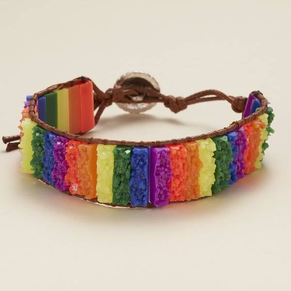 

LGBT Colorful Stone Beaded Bracelet, Multicolor