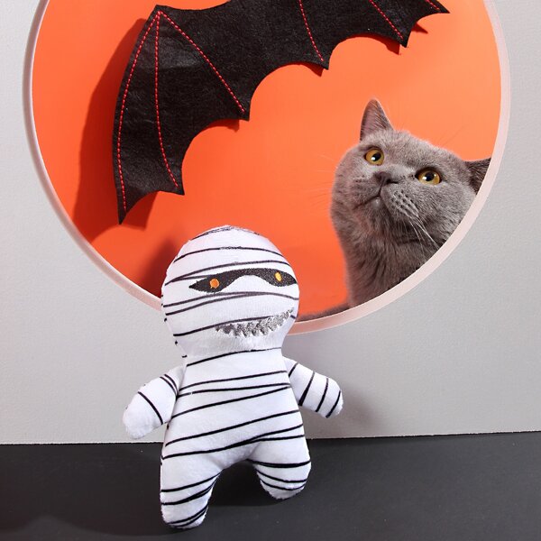 

1pc Dog Halloween Mummy Sound Toy, White