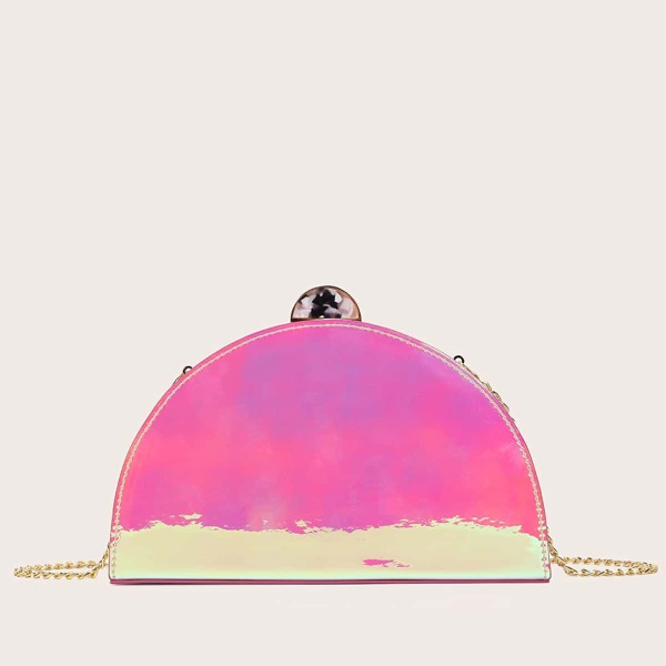 

Holographic Semicircle Clutch Bag, Multicolor