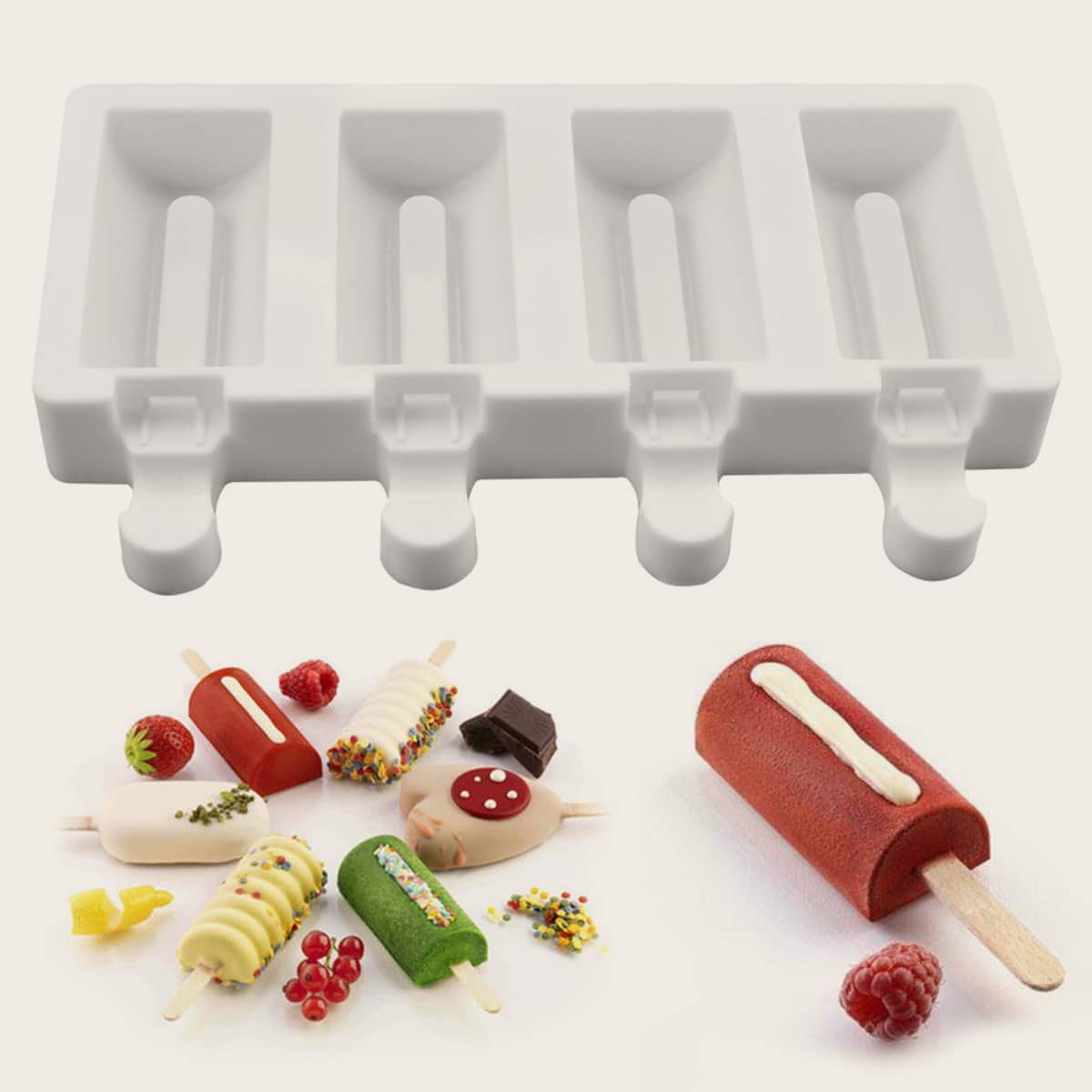 

1pc Silicone Popsicle Mold, White