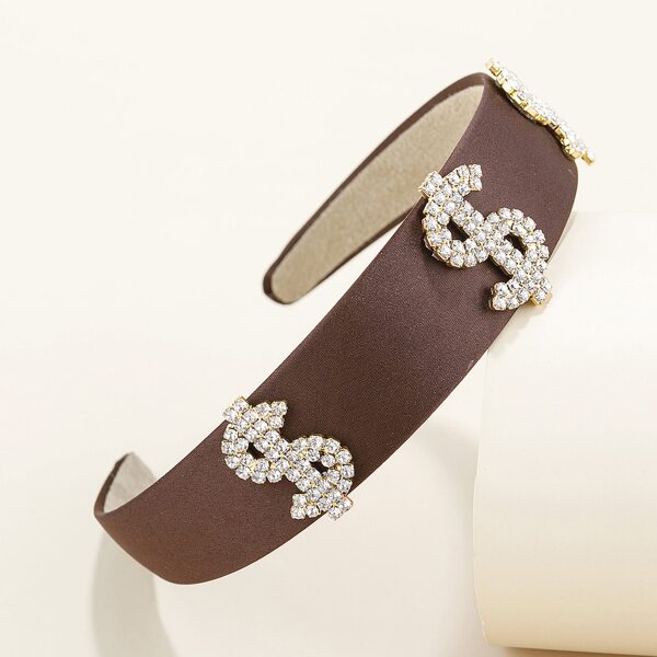 

Rhinestone Dollar Decor Hair Hoop, Coffee brown