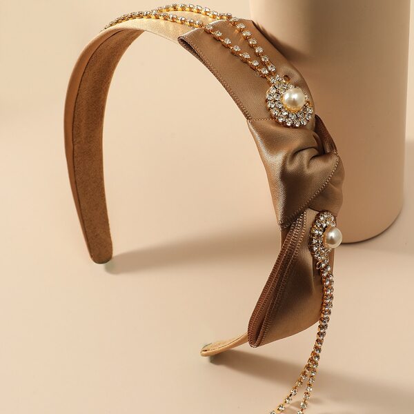 

Faux Pearl Knot Decor Hair Hoop, Coffee brown