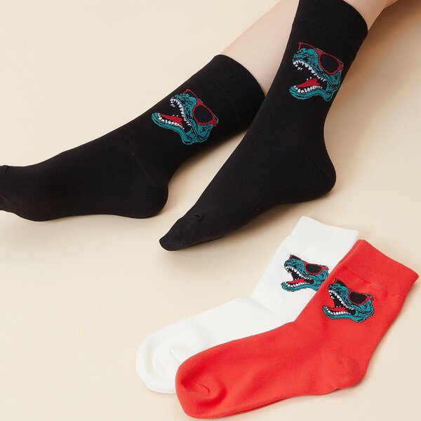 

3pairs Cartoon Graphic Socks, Multicolor