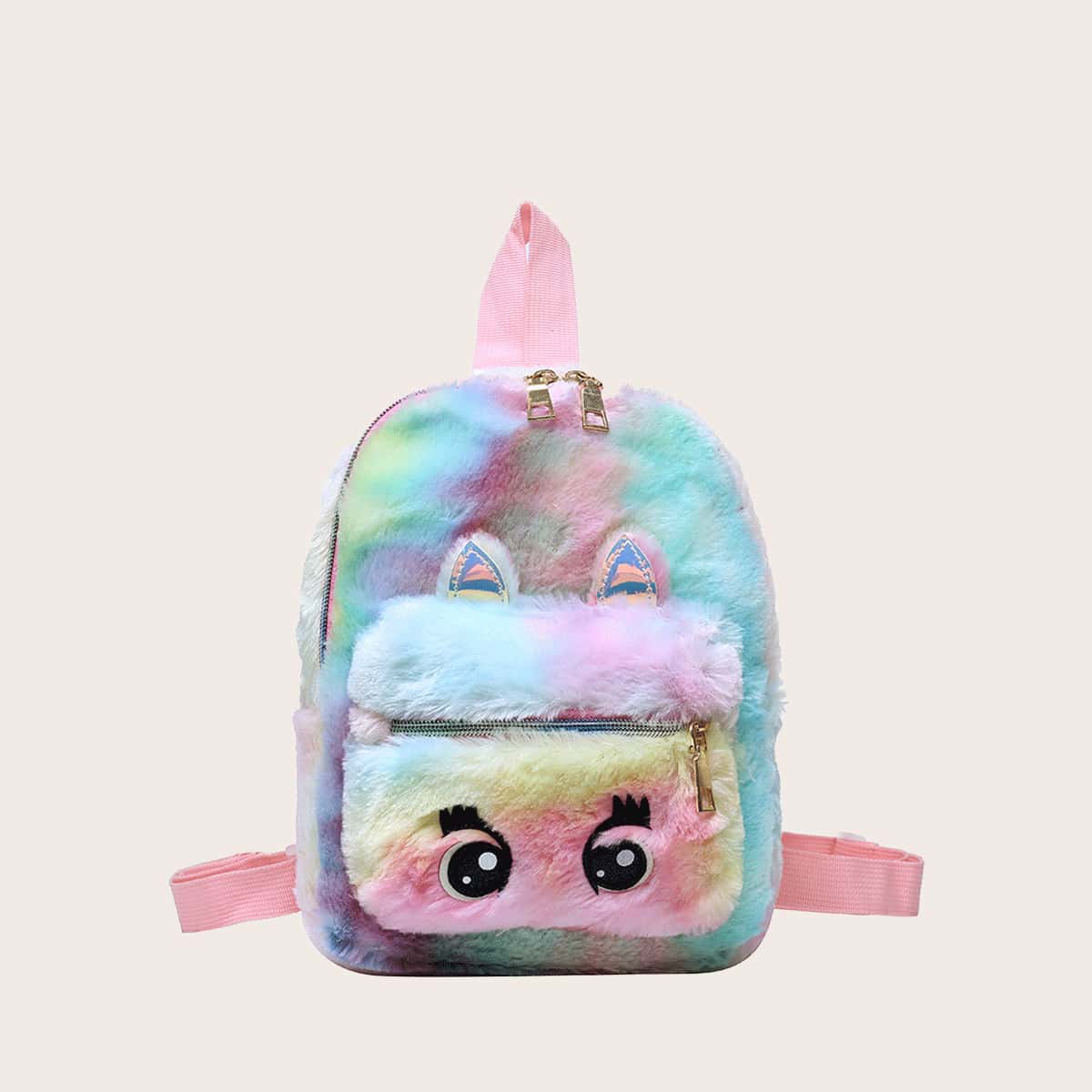 

Cartoon Design Pocket Front Fluffy Backpack, Multicolor