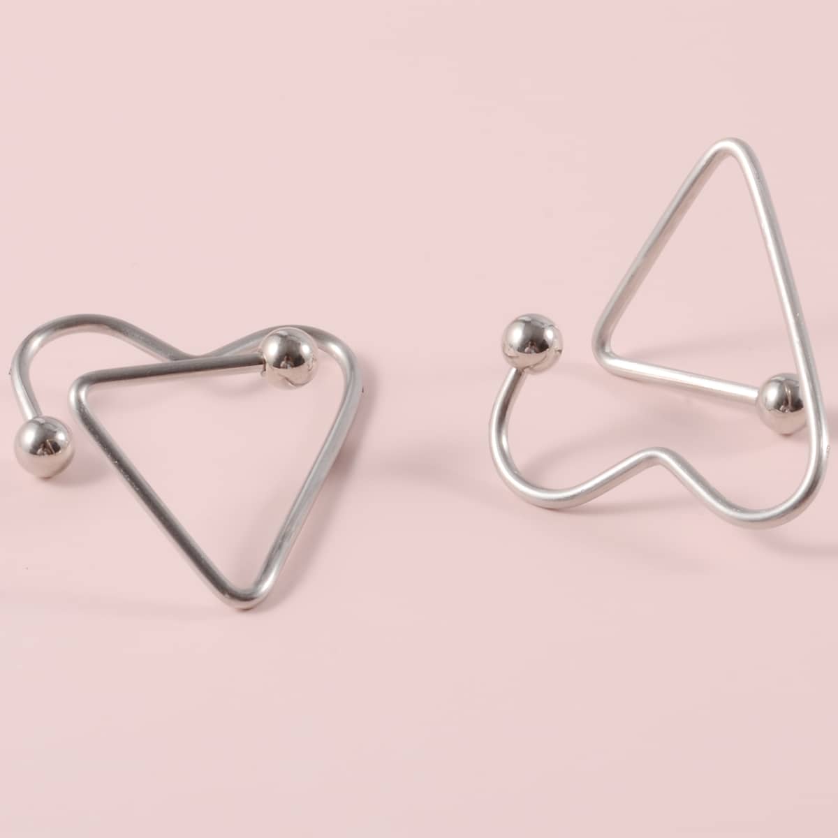 

2pcs Heart Design Nipple Ring, Silver