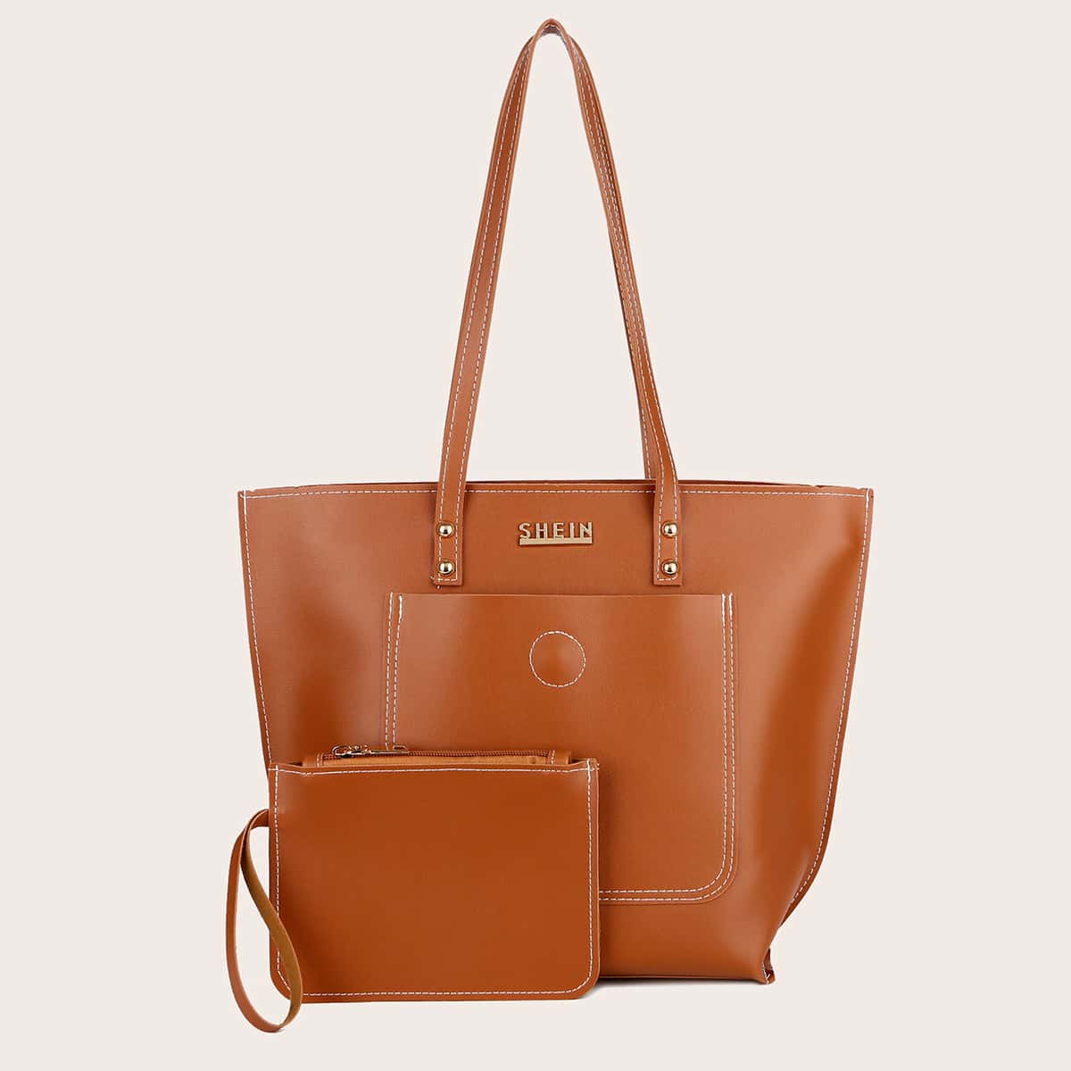 

Large Capacity Tote Bag With Purse, Brown