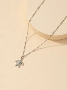 Sea Turtle Charm Necklace - Silver - View 1