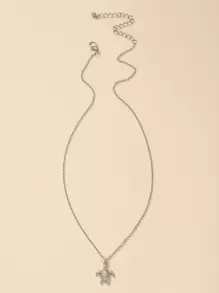 Sea Turtle Charm Necklace - Silver - View 2