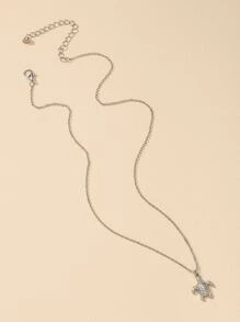 Sea Turtle Charm Necklace - Silver - View 3