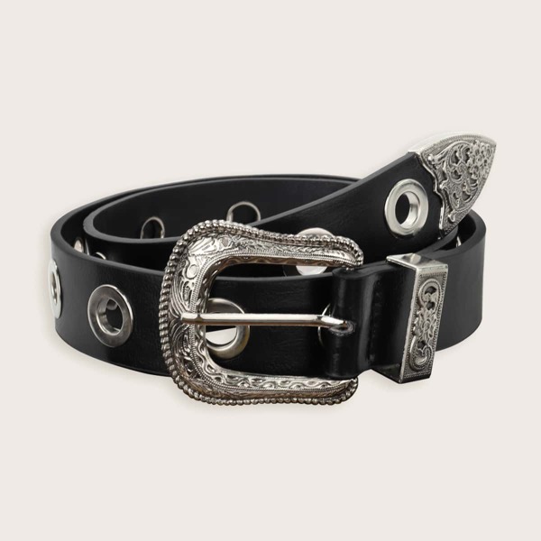 

Eyelet Decor Western Belt, Black