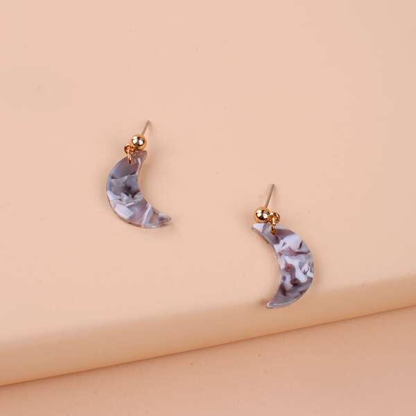 

Moon Decor Drop Earrings, Grey