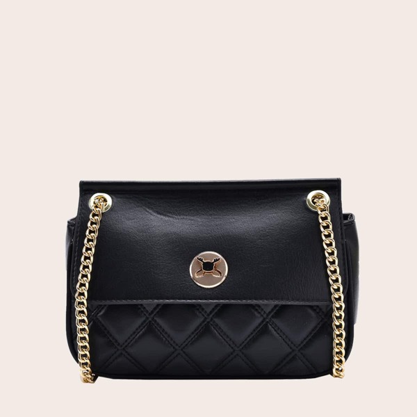 

Quilted Chain Shoulder Bag, Black