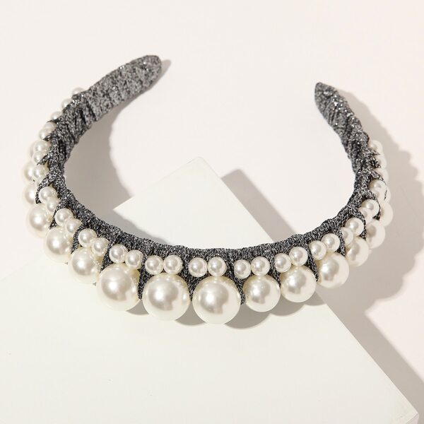 

Faux Pearl Decor Hair Hoop, Black