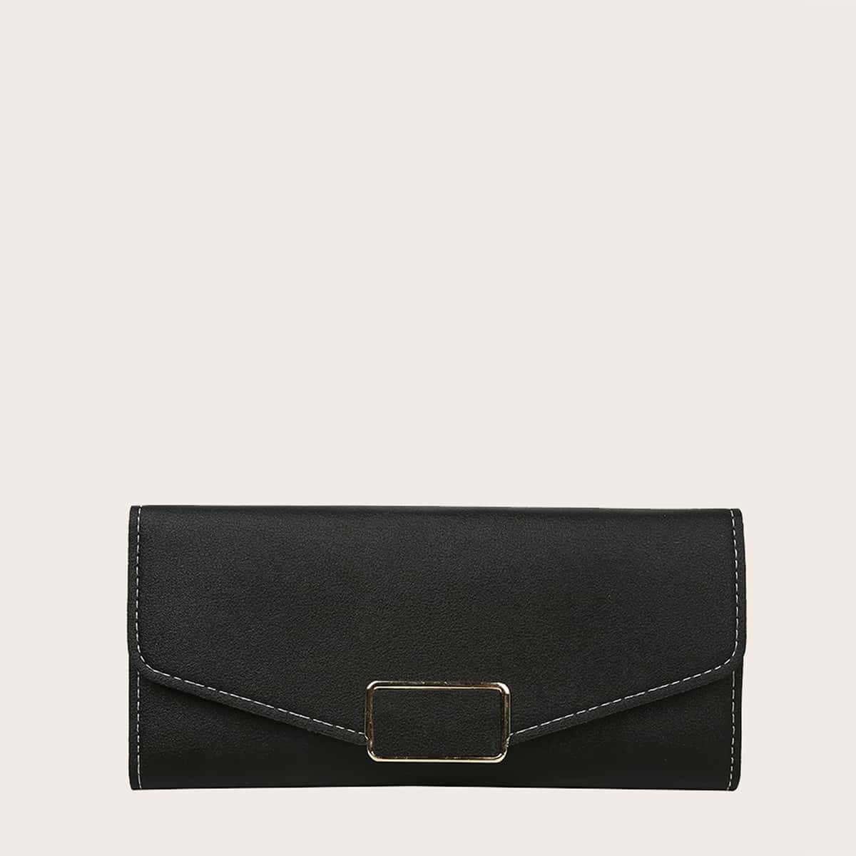 

Square Buckle Fold Over Purse, Black