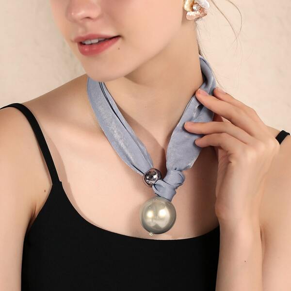 

Faux Pearl Decor Necklace, Grey