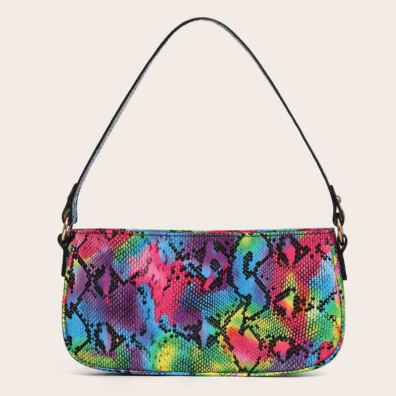 

Snakeskin Print Baguette Bag, Multicolor