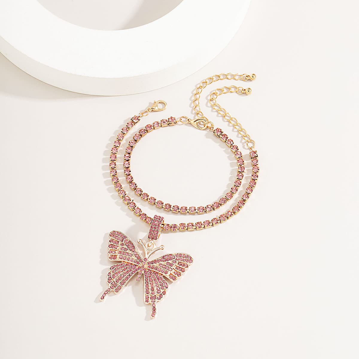 

2pcs Butterfly Charm Bracelet, Pink