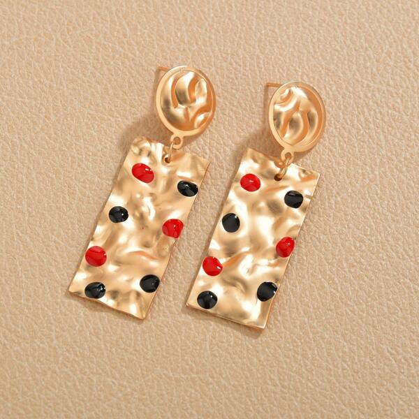 

Textured Metal Drop Earrings, Gold