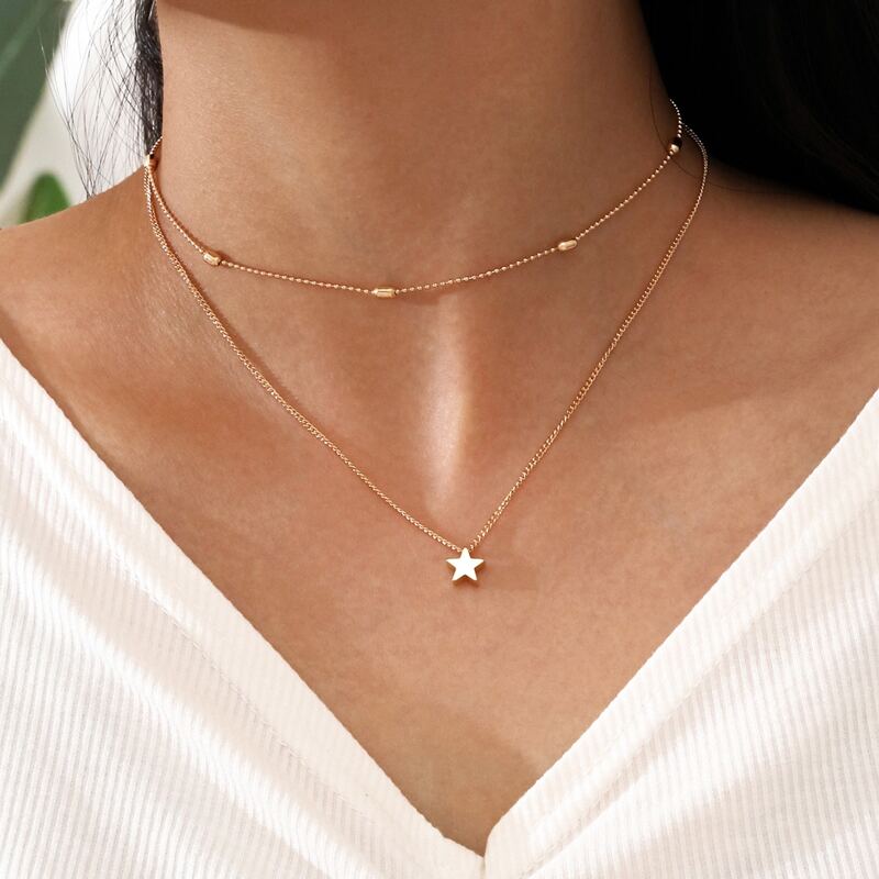 

Star Layered Necklace, Gold