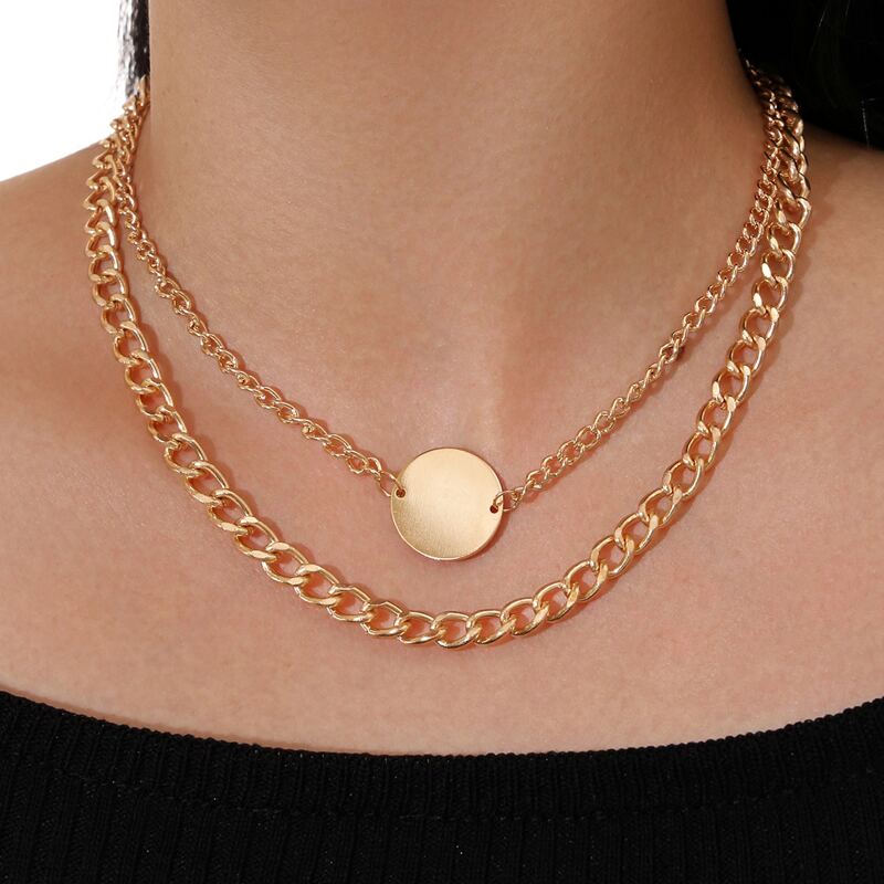 

Coin Layered Chain Necklace, Gold