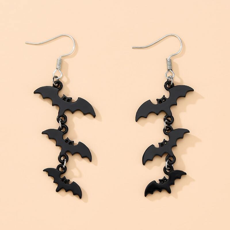 

Bat Decor Drop Earrings, Black